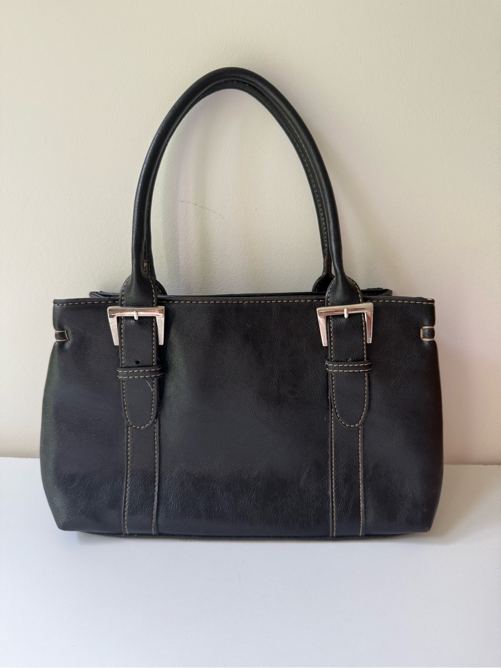 Aldo Black Structured Double-Handle Shoulder Bag